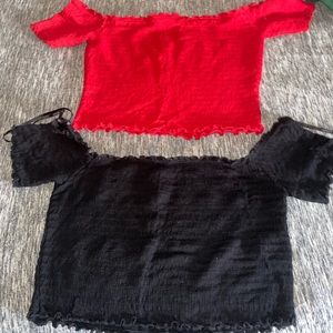 2 stretchy material crop tops from forever 21